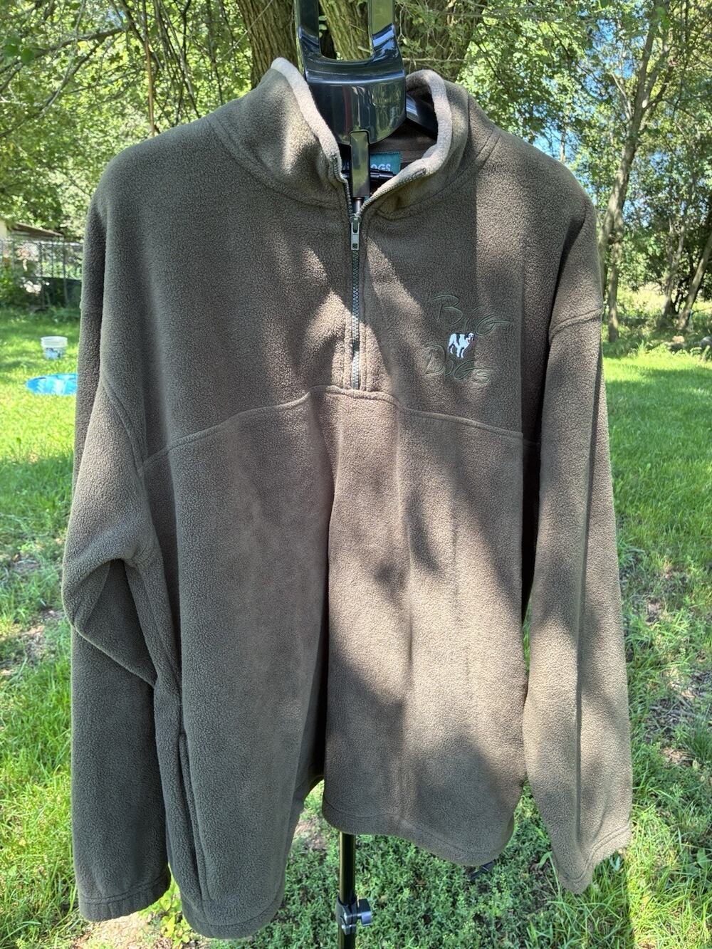 Vtg Big Dogs XL 1/4 Zip Fleece Pullover Sweatshirt Y2K 90s Gorpcore Olive Green